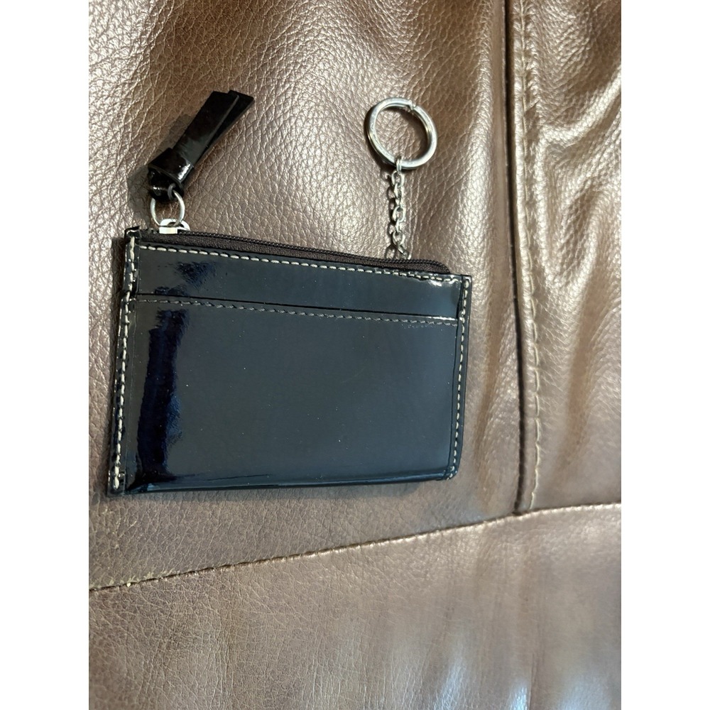Coach black patent leather Silver Zip Closed card wallet - Picture 5 of 8